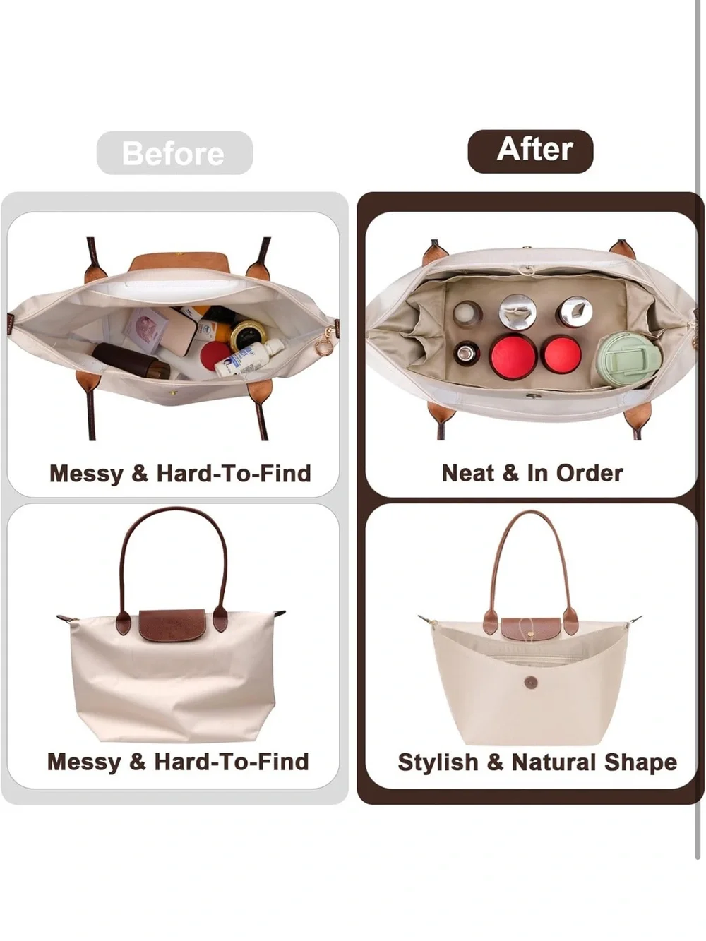 Purse Organizer Insert For Longchamp le pliage,Silky Touching LongChamp 1346/lb
